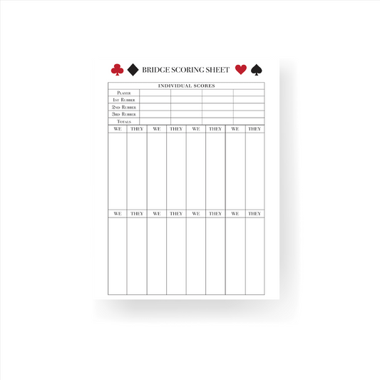 Bridge Scoring Sheet