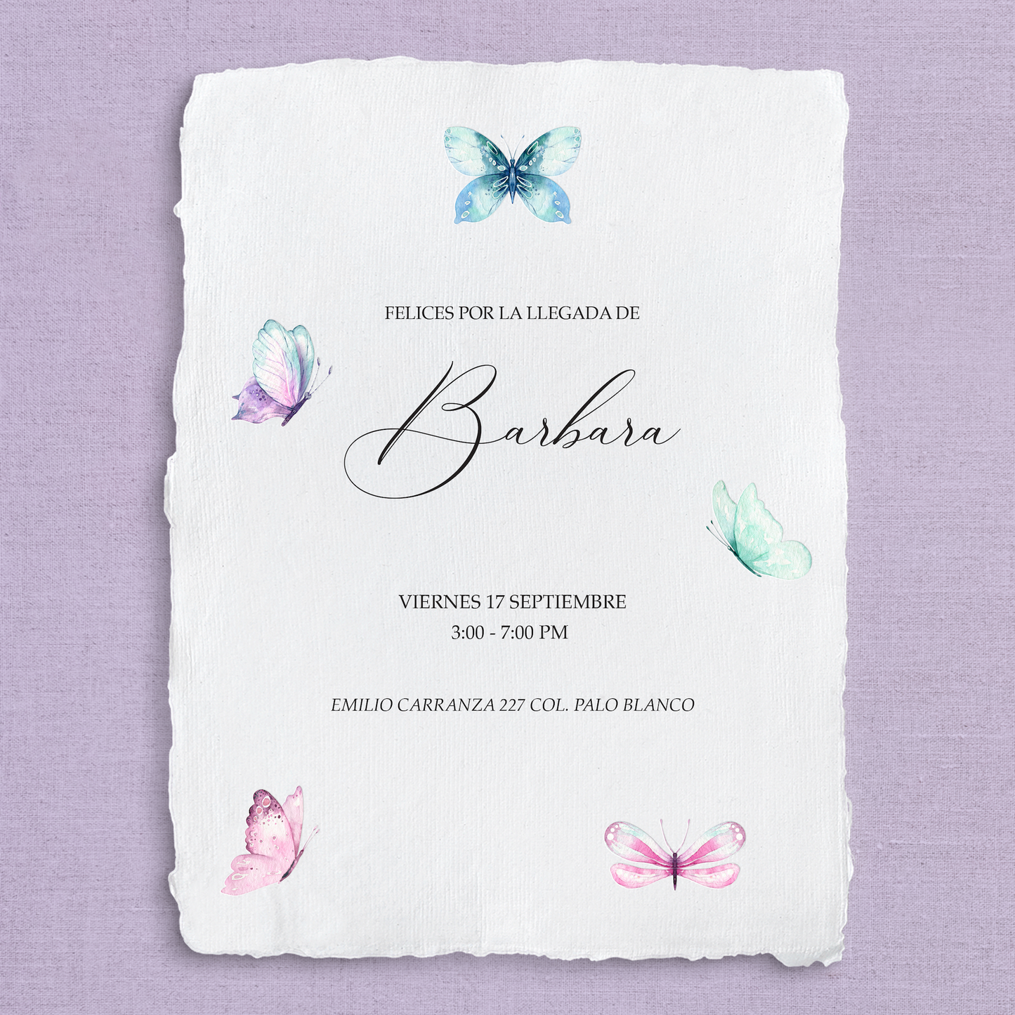 Colorful Butterflies Invitation