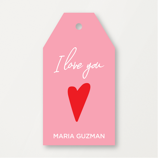 Pink With Red Heart Tag