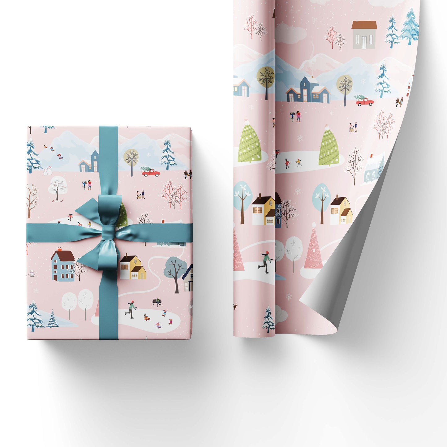 PINK VILLAGE WRAPPING PAPER